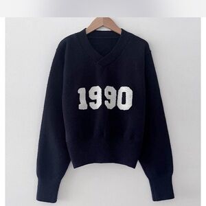 Black Sweater with 1990 Print
